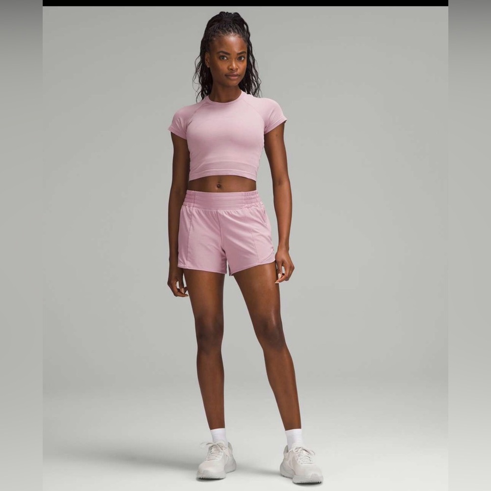 Lululemon Hotty Hot High-Rise Lined Short 4” Rose Blush Size 10